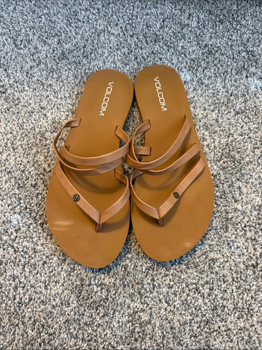 Volcom Women's Tan Multi-Strap Slide Sandals